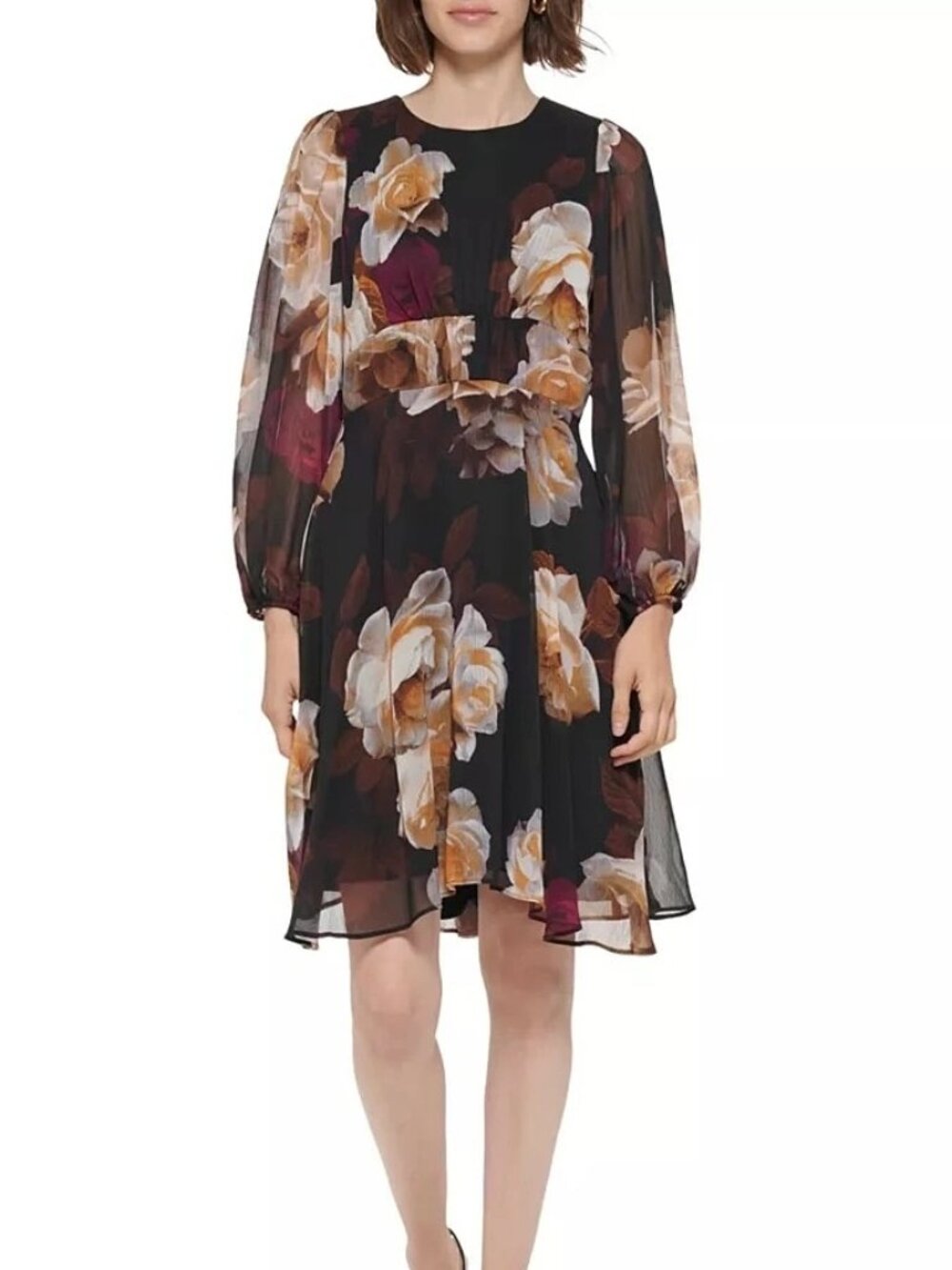 CALVIN KLEIN women's long-sleeve floral dress size 8